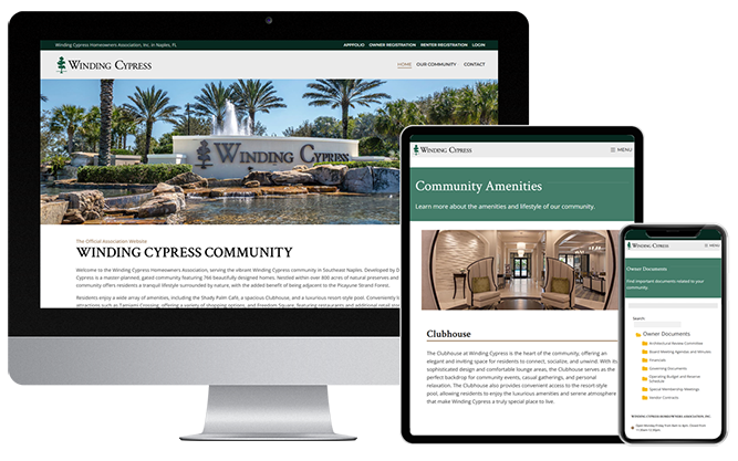 RGB HOA Sites Homeowners Association Website Design Portfolio | Winding Cypress